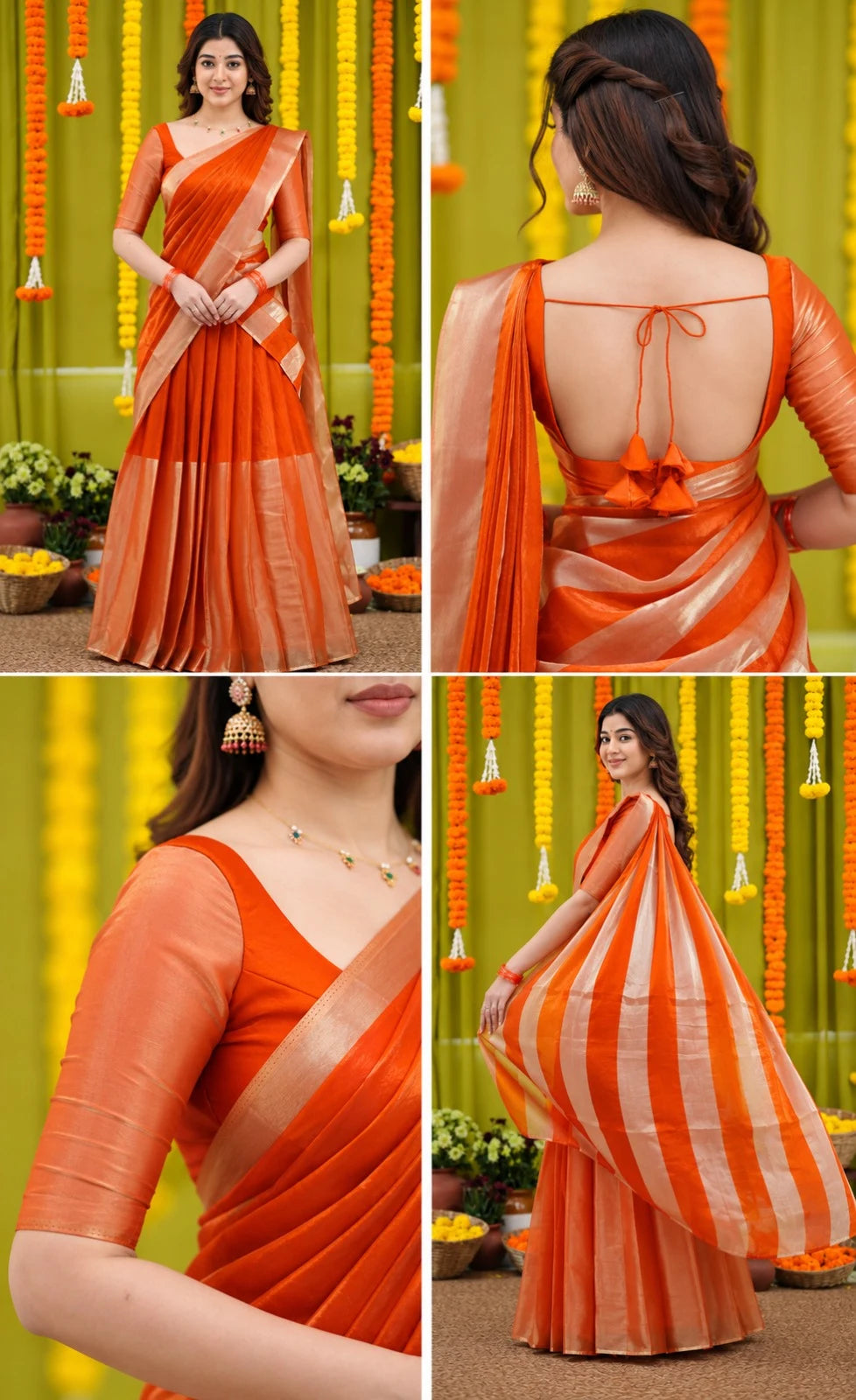 Jackaurd Gold Silk Half Saree