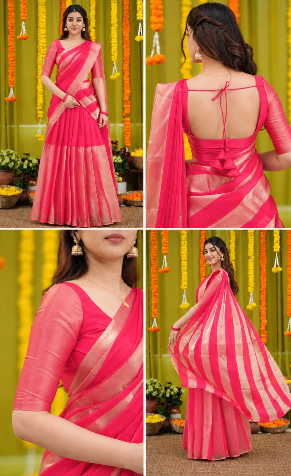Jackaurd Gold Silk Half Saree