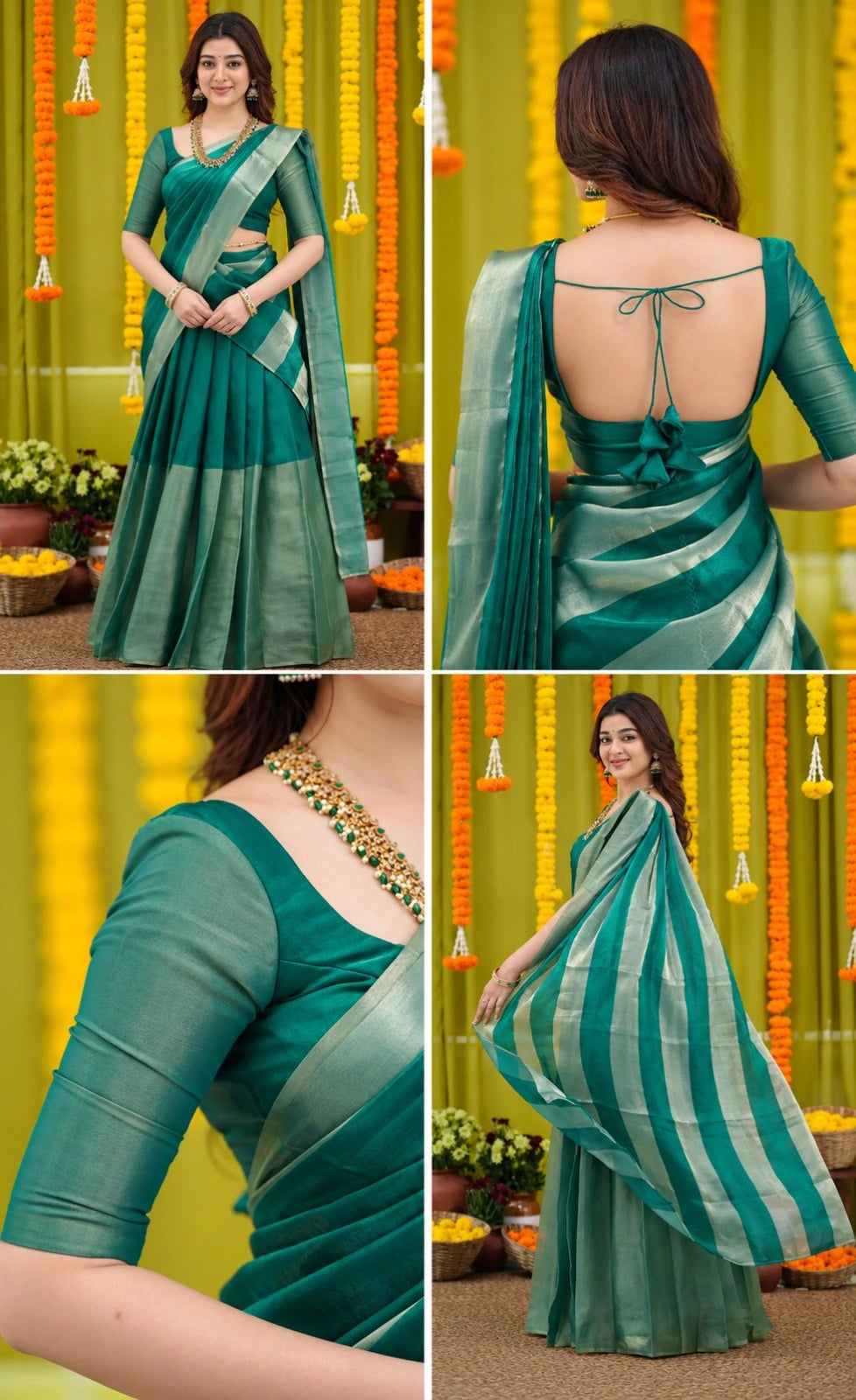 Jackaurd Gold Silk Half Saree