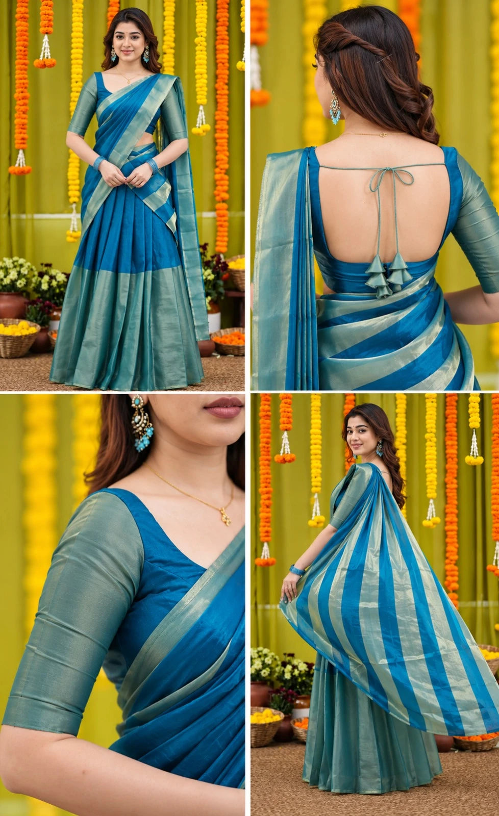 Jackaurd Gold Silk Half Saree