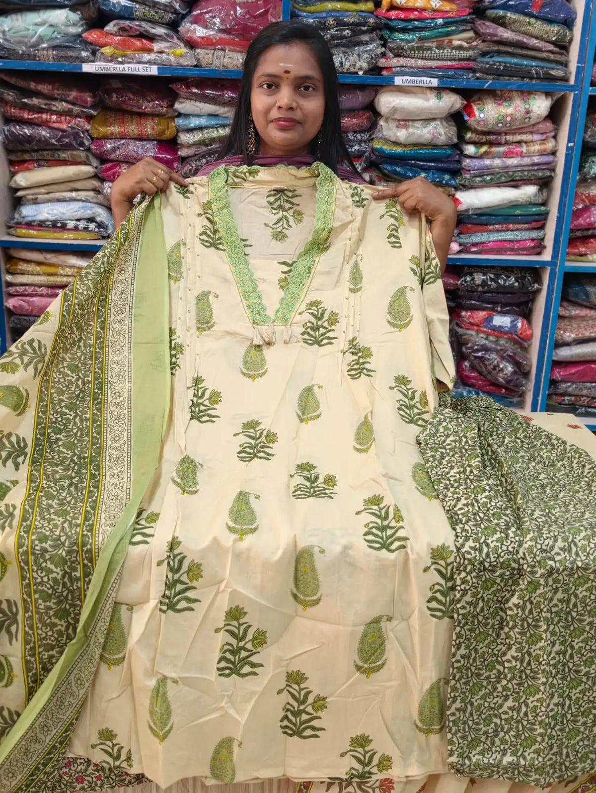 Plus Size Dhabu Cotton Kalamkari 3pcs Set