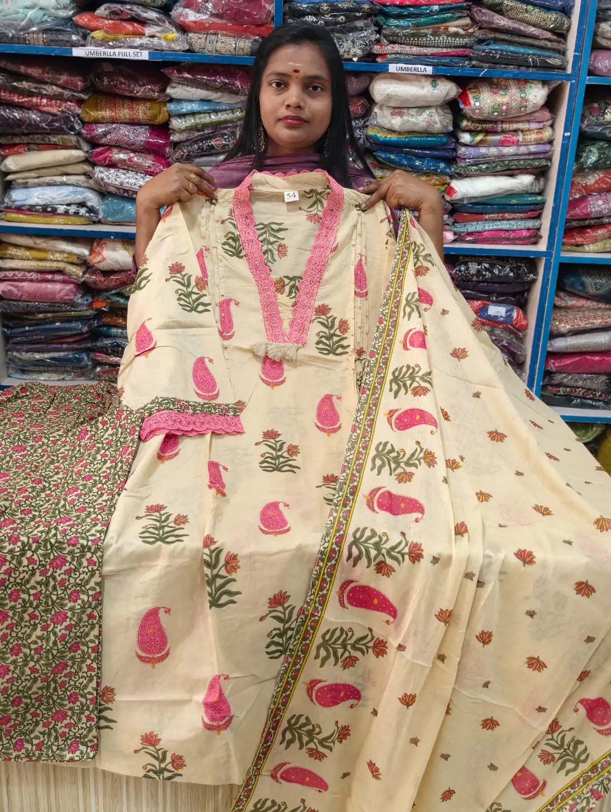 Plus Size Dhabu Cotton Kalamkari 3pcs Set