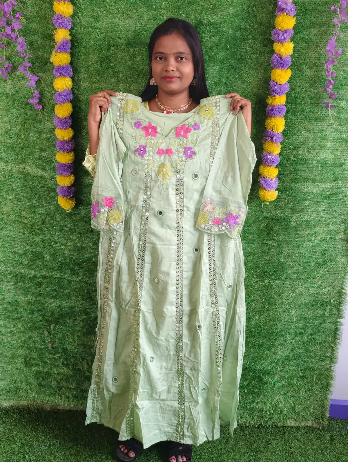 Mulmul Cotton Mirror Anarkali