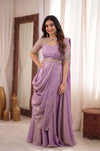 Crunchy Silk With Over Jacket 3pcs Set