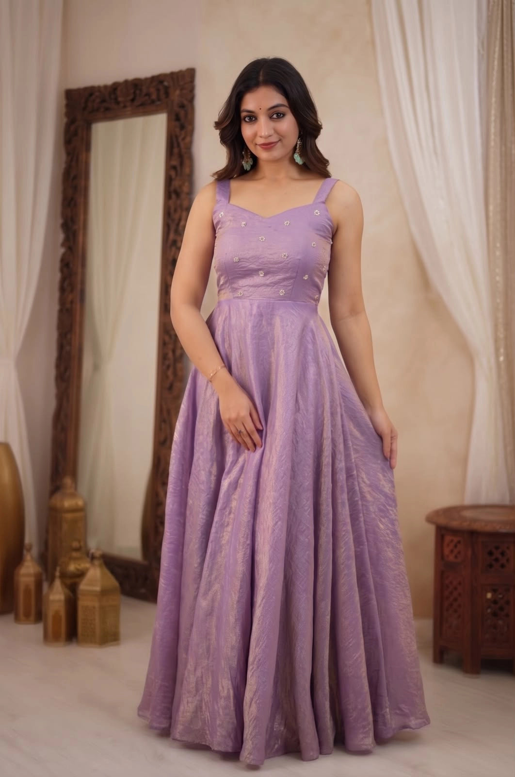 Crunchy Silk With Over Jacket 3pcs Set