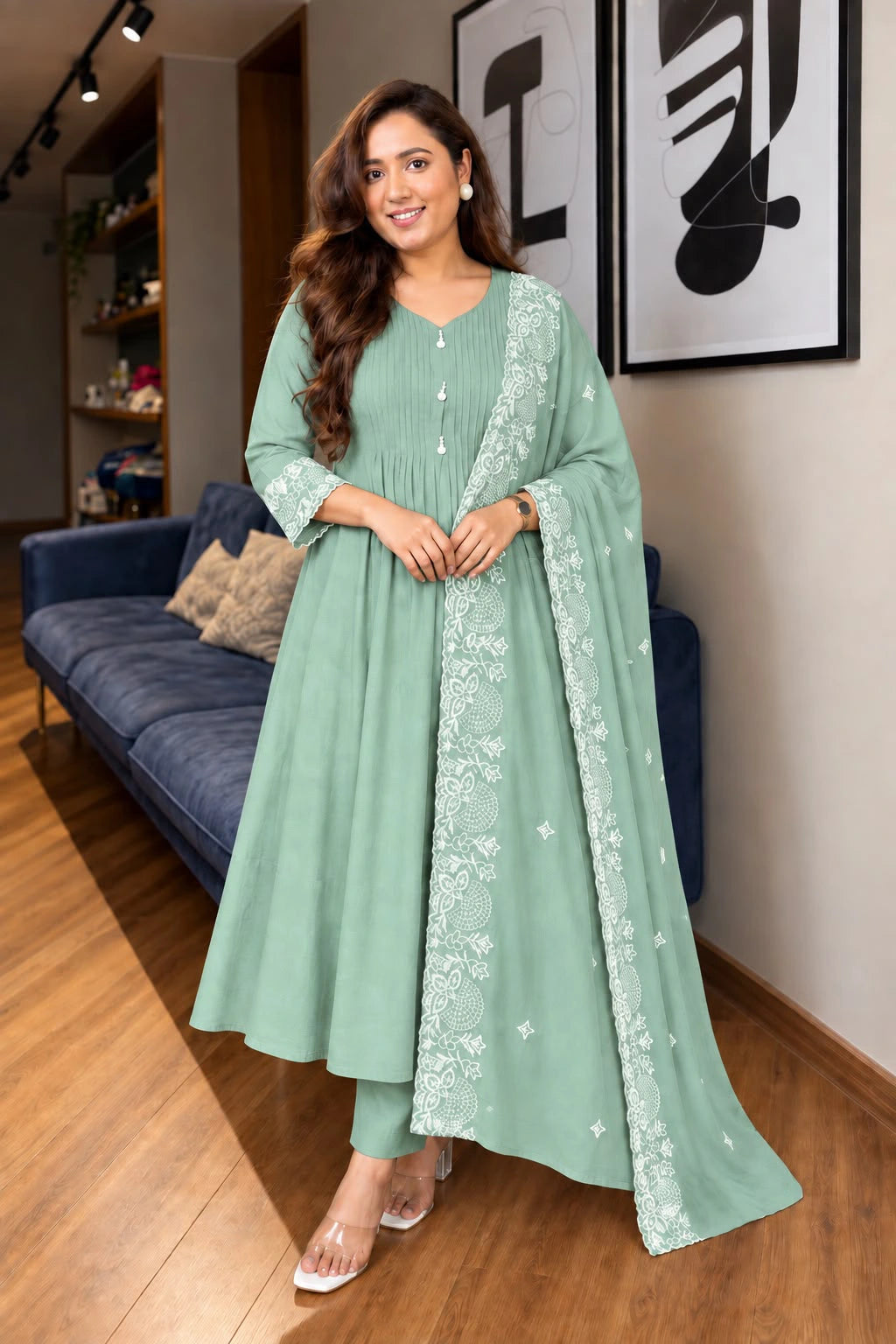 Mulchantheri 3pcs Set Work Dupatta