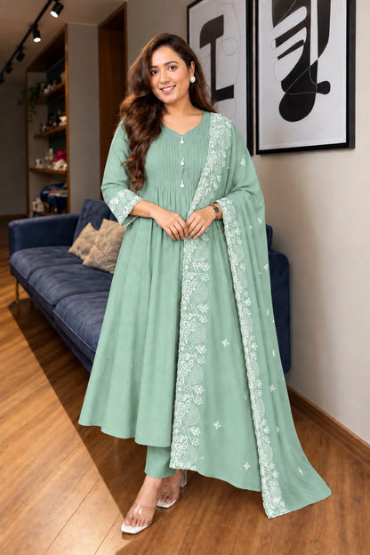 Mulchantheri 3pcs Set Work Dupatta