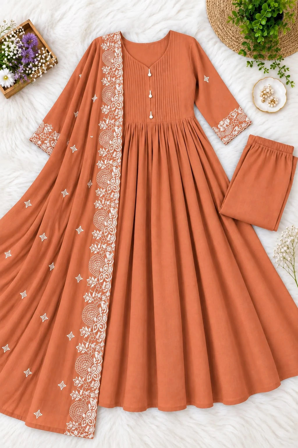 Mulchantheri 3pcs Set Work Dupatta