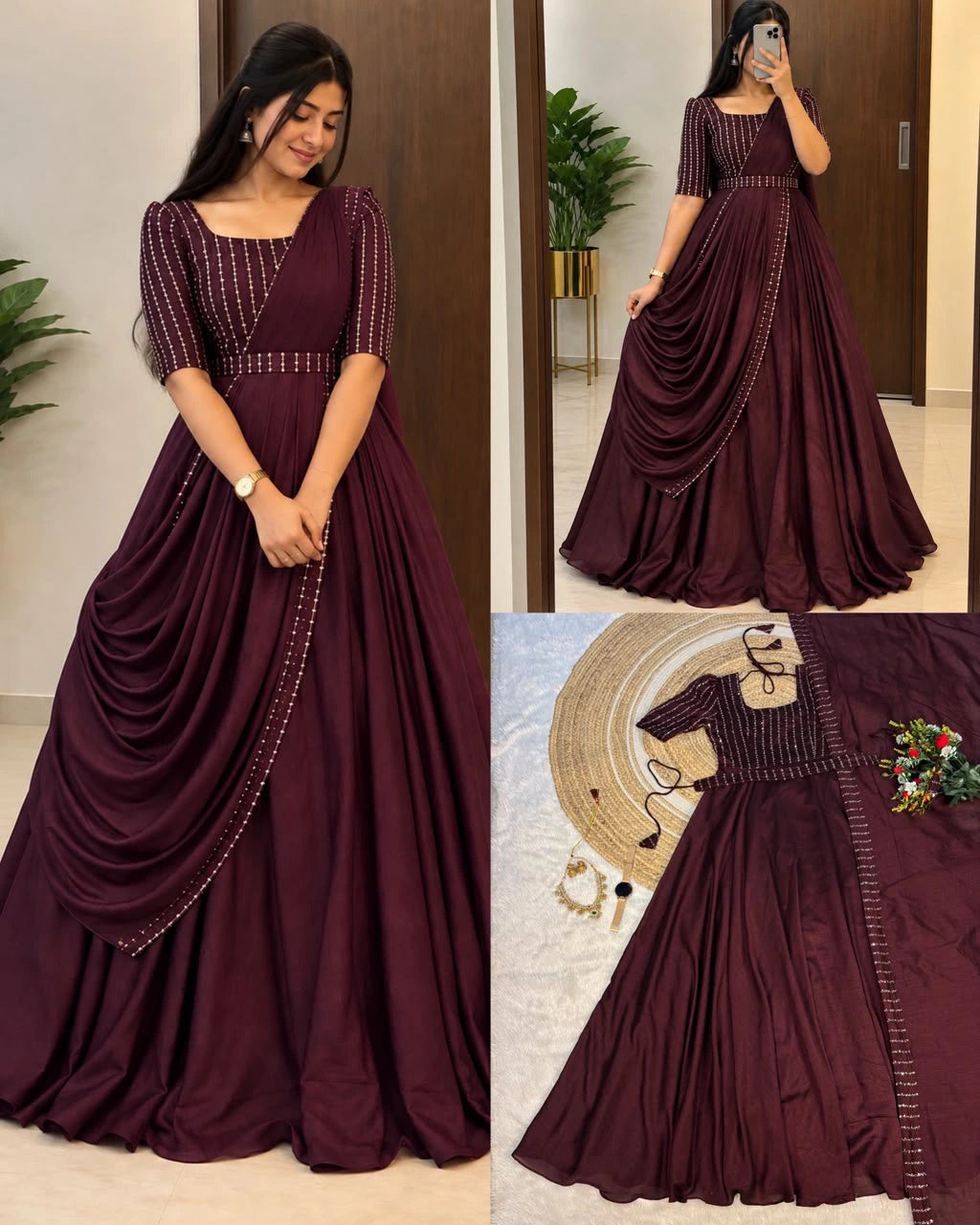 Stone Rani 2pcs Set Vizhitra Silk