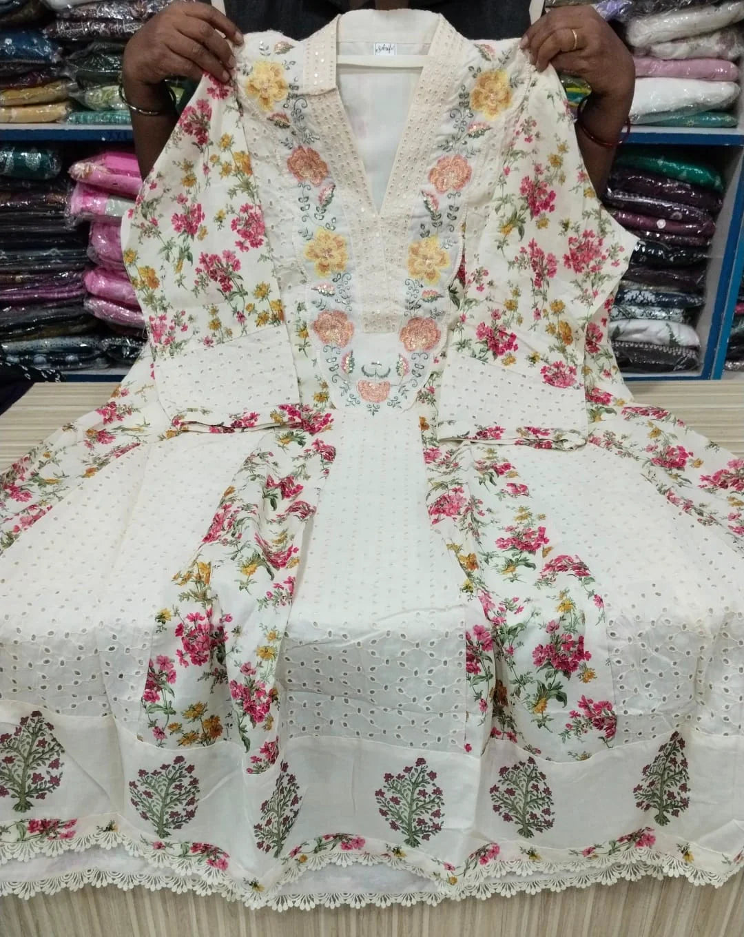 Plus Size High Neck Aquaba Anarkali