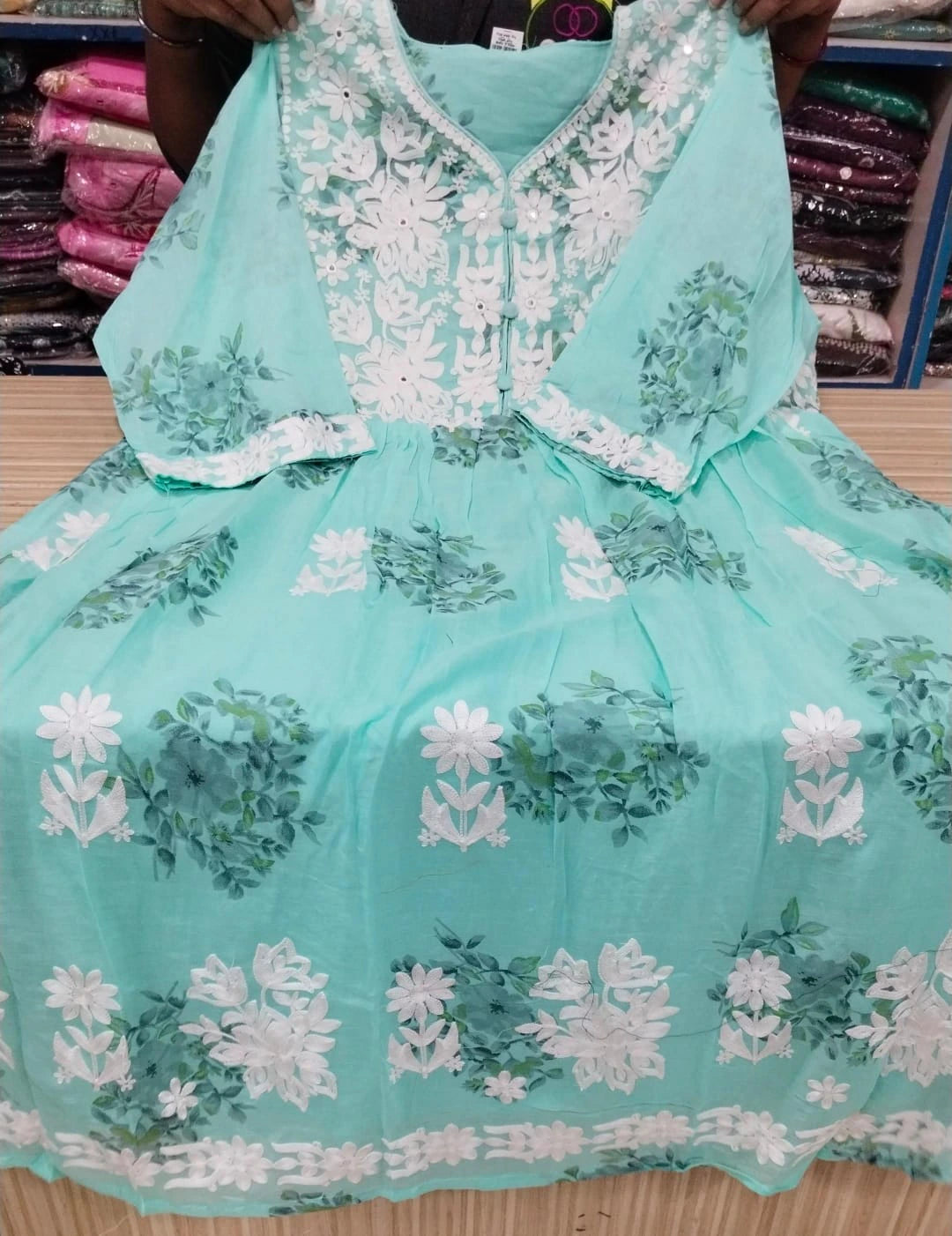 Plus Size Mulmul Cotton Thread Emporidary