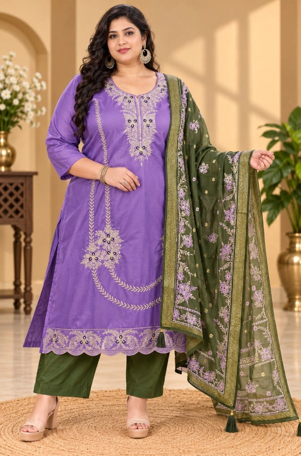 Plus Size Roman Glass Silk 3pcs Set