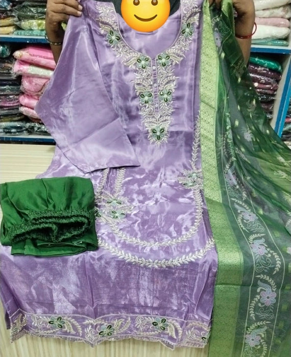 Plus Size Roman Glass Silk 3pcs Set