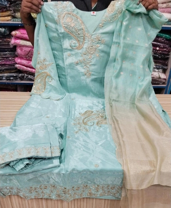 Plus Size Roman Glass Silk 3pcs Set