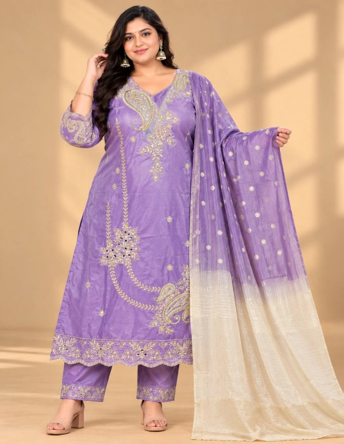 Plus Size Roman Glass Silk 3pcs Set