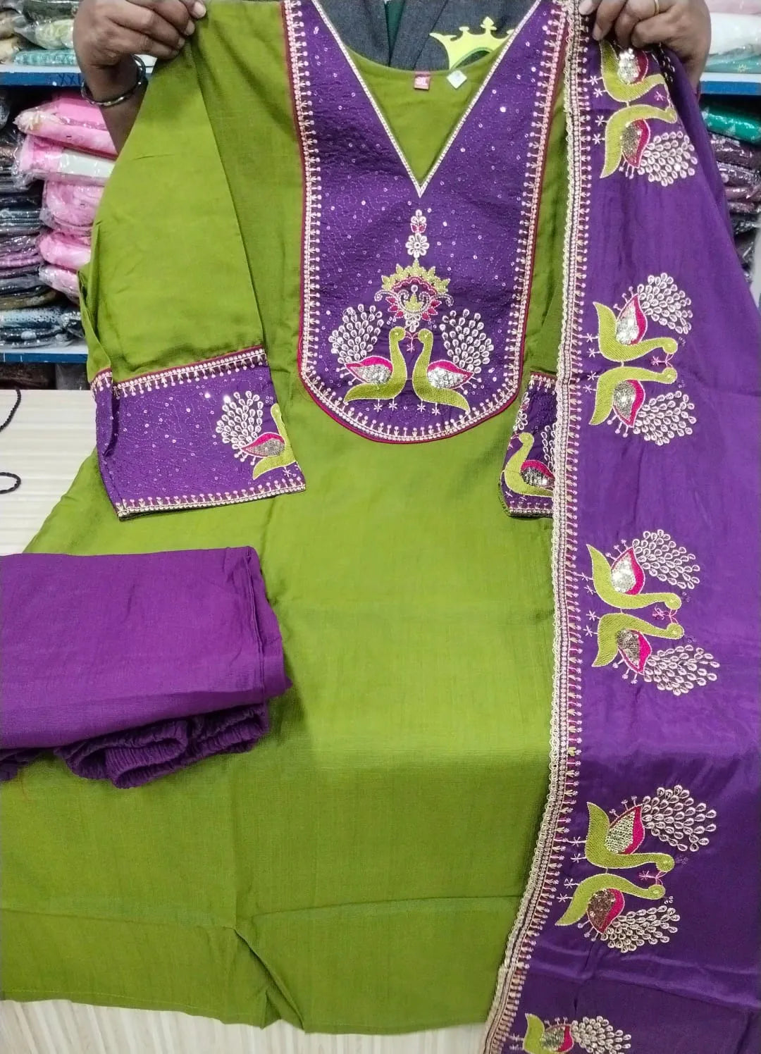 Plus Size Vectican Kurthi 3pcs Set