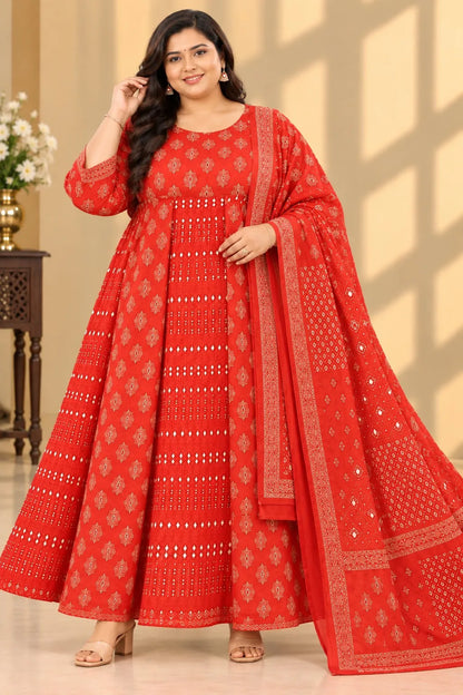 Plus Size Jaipur Mirror Umbrella With Dupatta