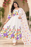 Plus Size Mulmul Cotton Anarkali 3pcs Set