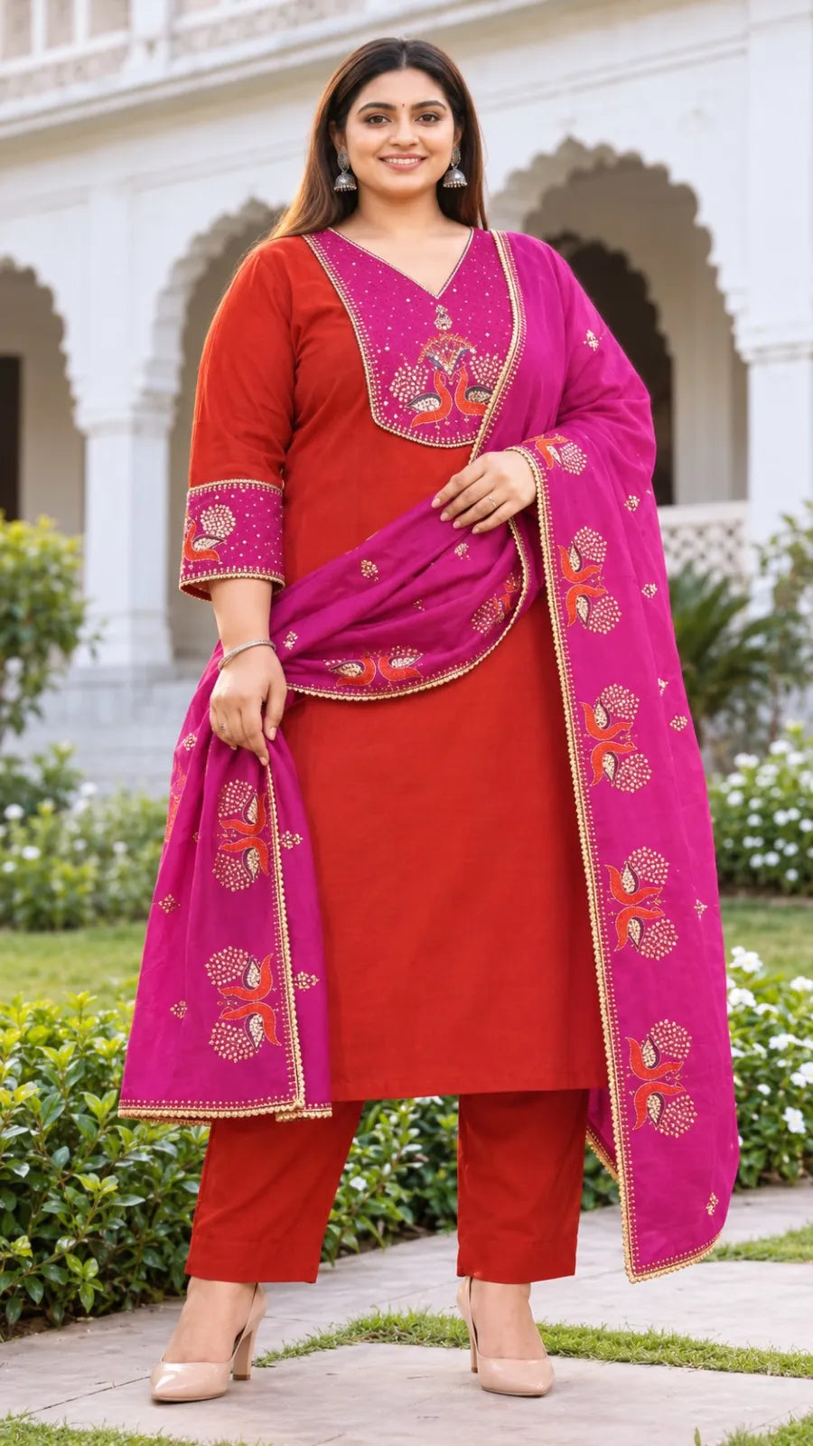 Plus Size Vectican Kurthi 3pcs Set