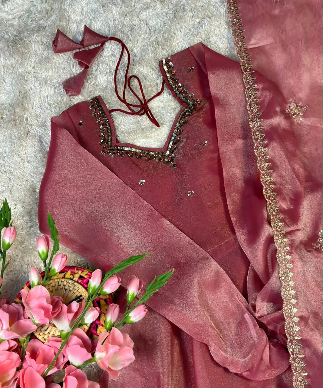 Varnika Anarkali Aari Work With Dupatta Work