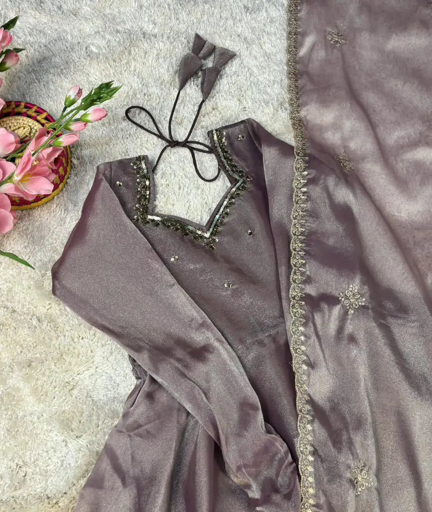 Varnika Anarkali Aari Work With Dupatta Work
