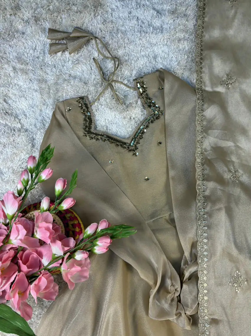 Varnika Anarkali Aari Work With Dupatta Work