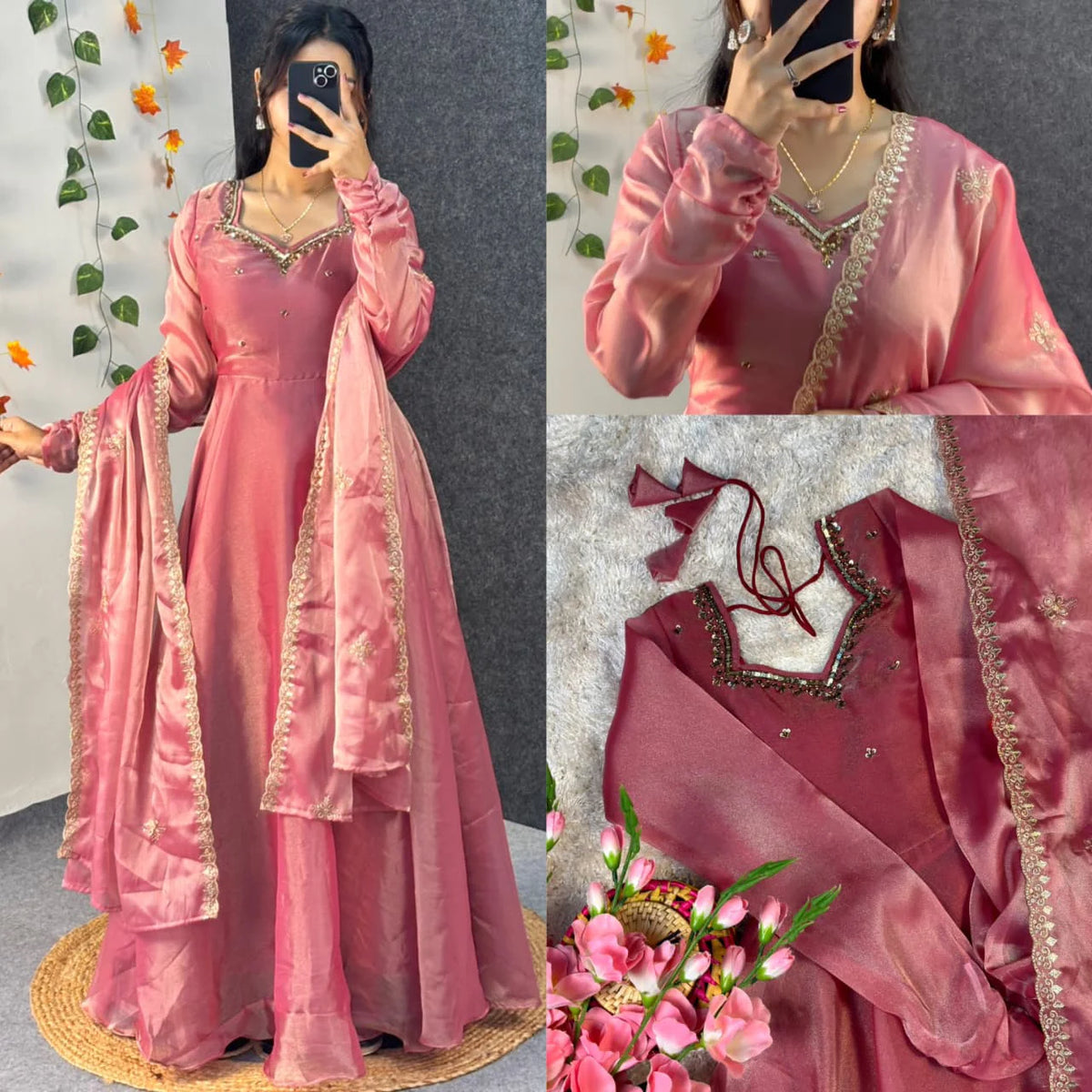 Varnika Anarkali Aari Work With Dupatta Work