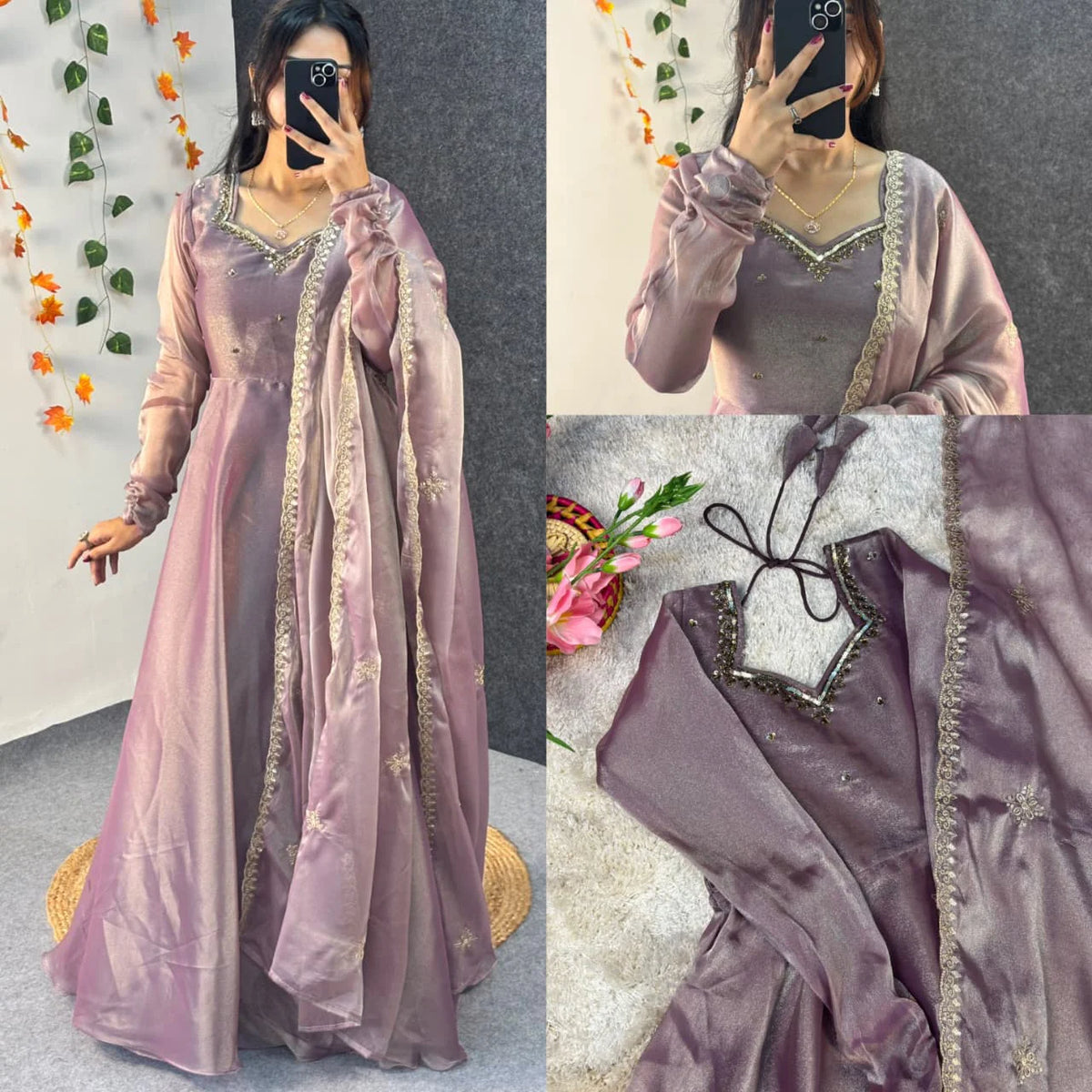 Varnika Anarkali Aari Work With Dupatta Work