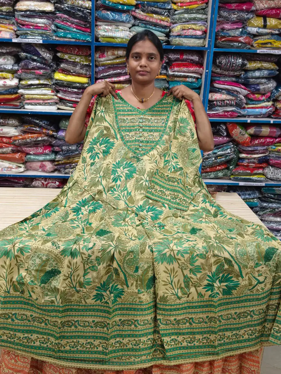 Plus Size Kalamkari Cotton Different Neck Pattern