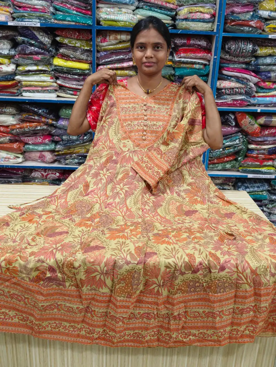 Plus Size Kalamkari Cotton Different Neck Pattern