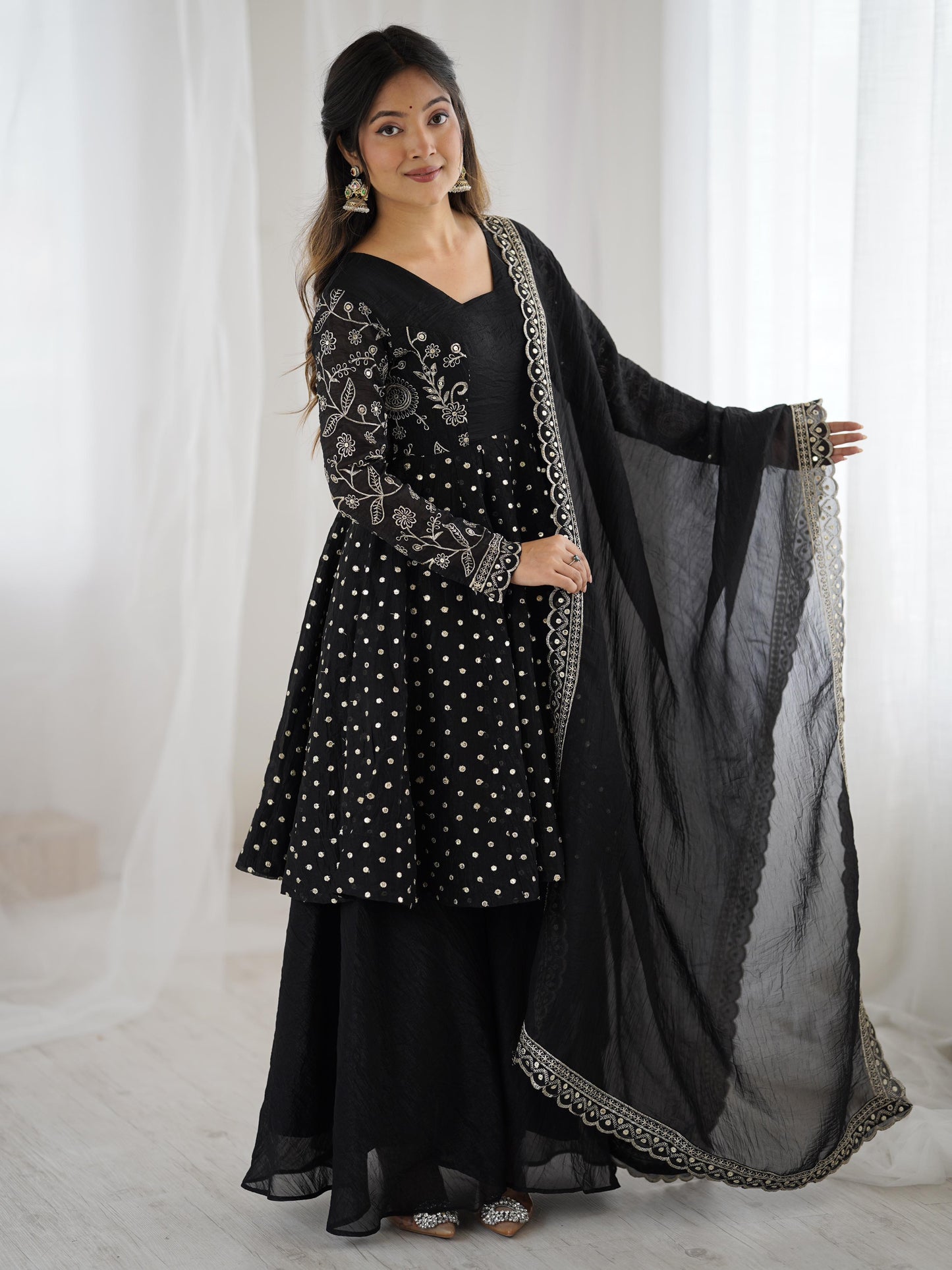 Plus Size Sharara Crunchy Silk