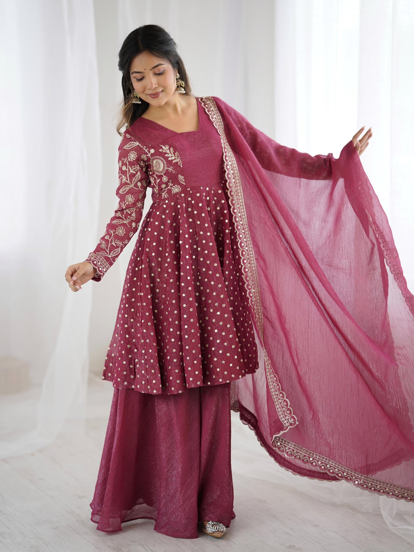 Plus Size Sharara Crunchy Silk