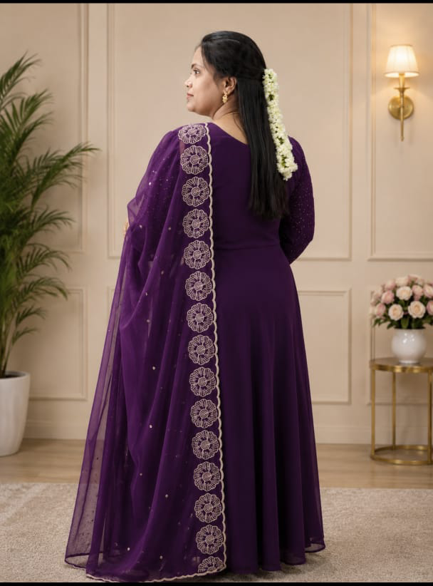 Plus Size Georgette Heavy Sequence Work 3pcs Set