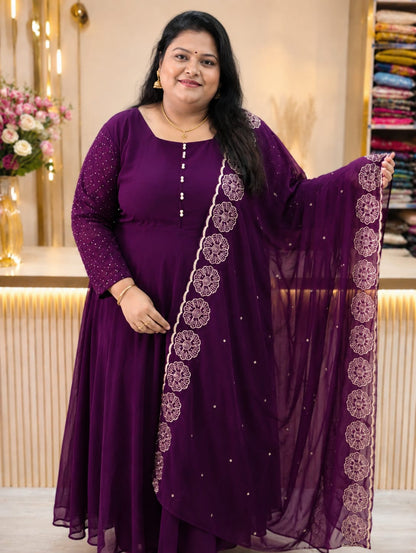 Plus Size Georgette Heavy Sequence Work 3pcs Set