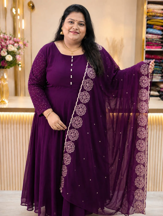 Plus Size Georgette Heavy Sequence Work 3pcs Set
