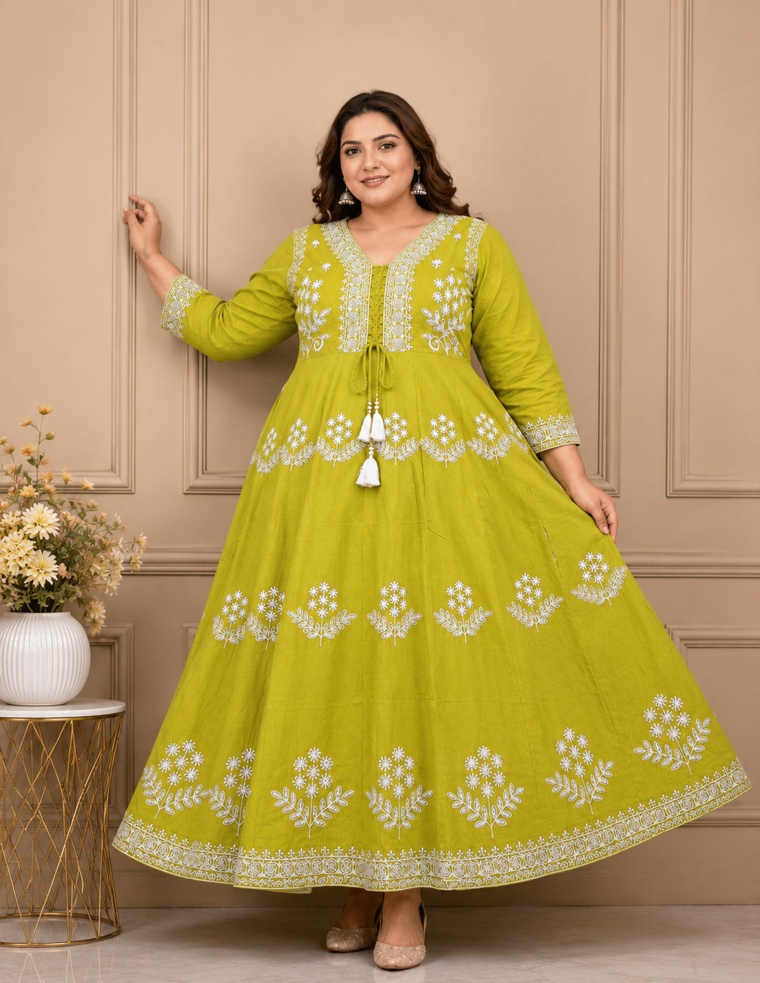 Plus Size 3 Layer Thread Emporidary Anarkali