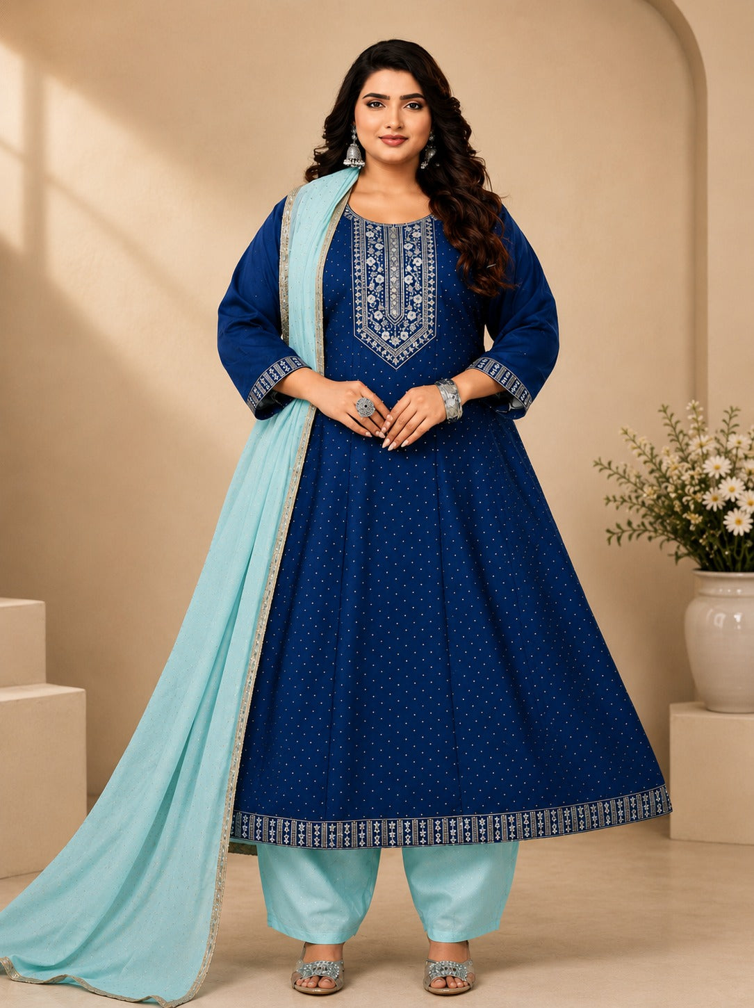 Plus Size Kali Model Vizhitra Silk