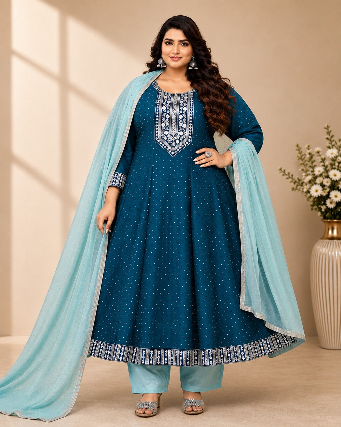 Plus Size Kali Model Vizhitra Silk
