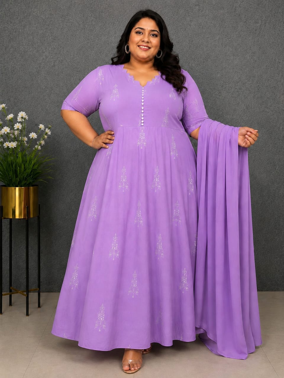 Plus Size 3 Tyre Maxi Cotton
