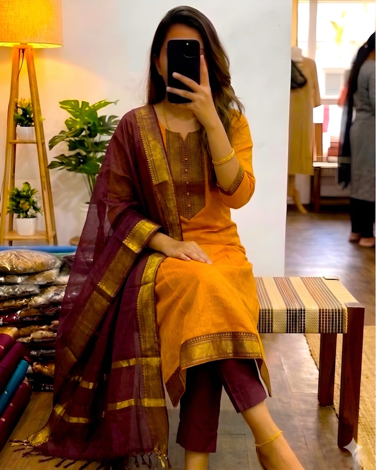 Silk Cotton 3pcs Set Ethnic Wear