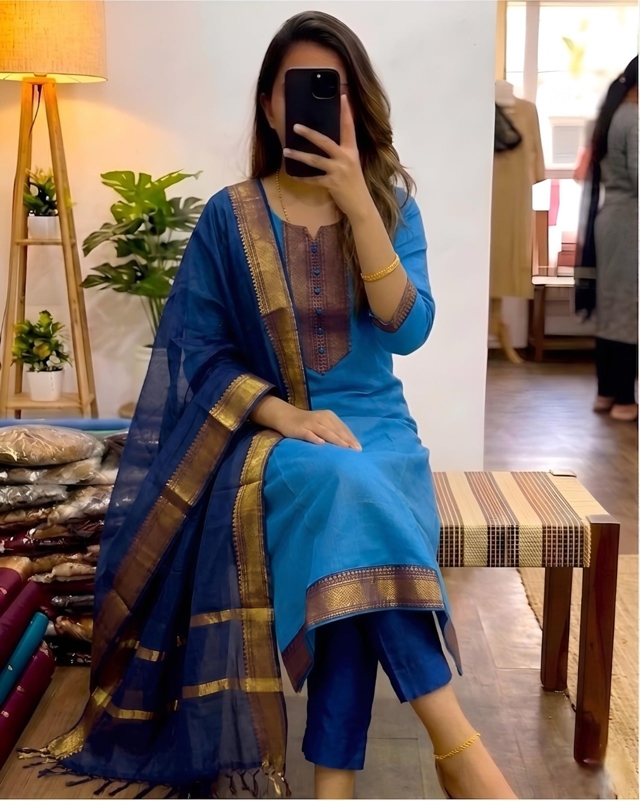 Silk Cotton 3pcs Set Ethnic Wear
