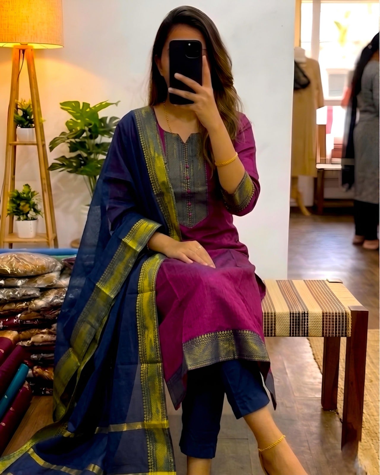 Silk Cotton 3pcs Set Ethnic Wear