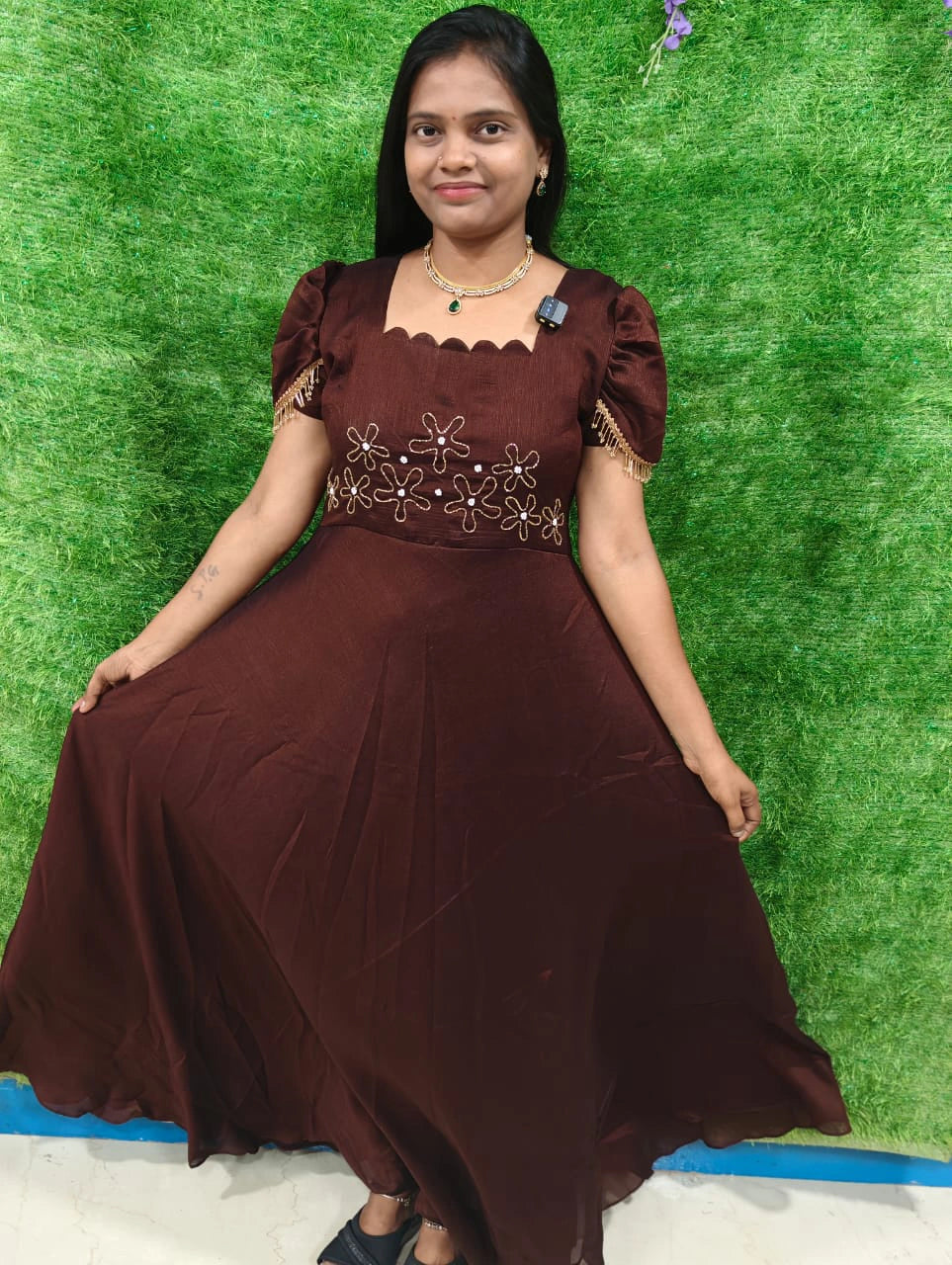 Blooming Vichithra Double Sleeve Anarkali