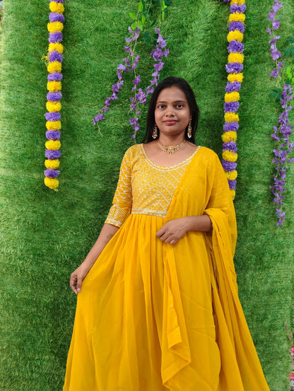 Georgette Party Wear Top With Dupatta 2pcs Set