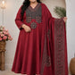 Plus Size Dhabu Cotton Aline 3pcs Set Mirror Work