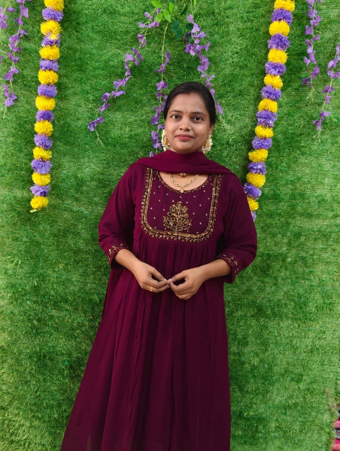 Plus Size Aari Work Georgette Mayura