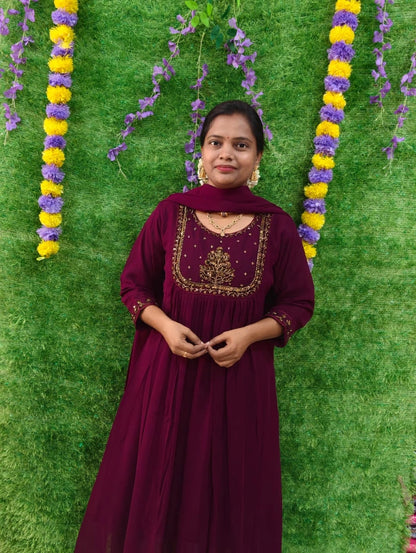 Plus Size Aari Work Georgette Mayura
