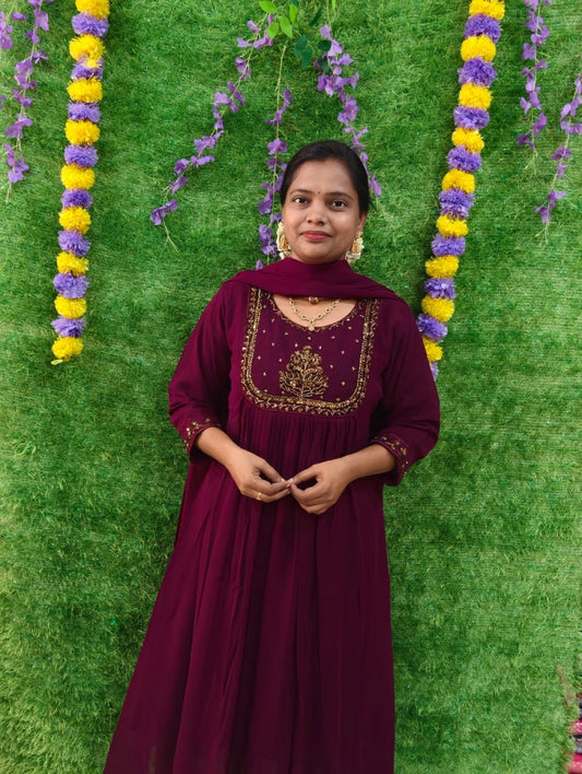 Aari Work Georgette Mayura