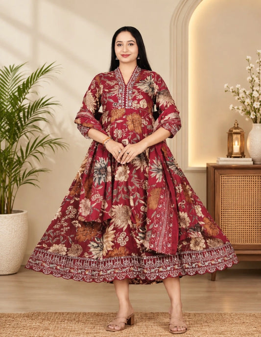 Scalp Neck Top With Dupatta