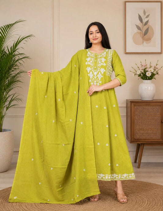 Mulcotton Anarkali Top With Dupatta